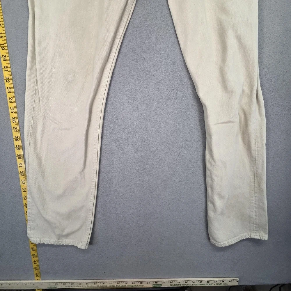 Vintage Levis 501 Jeans Mens Beige‎ Button Fly USA 90s Repaired Fits 28x31